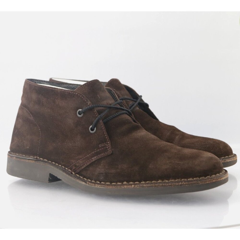 Bloomingdales Mens Chukka Boot Size 12 Brown Suede Lace Up Casual Plain Toe - Picture 1 of 13